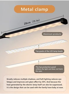 Beauenty LED Desk lamp with Clamp EyeCaring Clip on Lights for Home Office 3 Modes 10 Brightness Long Flexible Gooseneck Metal Swing Arm Architect Task Table Lamps -- Black  - Image 5