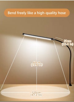 Beauenty LED Desk lamp with Clamp EyeCaring Clip on Lights for Home Office 3 Modes 10 Brightness Long Flexible Gooseneck Metal Swing Arm Architect Task Table Lamps -- Black  - Image 4