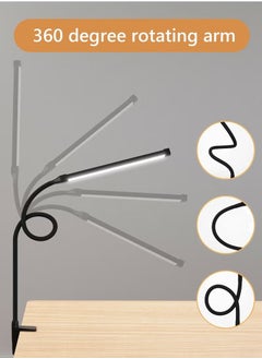 Beauenty LED Desk lamp with Clamp EyeCaring Clip on Lights for Home Office 3 Modes 10 Brightness Long Flexible Gooseneck Metal Swing Arm Architect Task Table Lamps -- Black  - Image 3