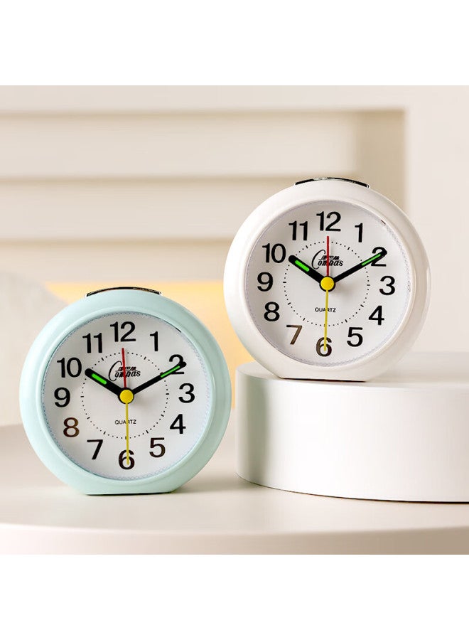 Compas Desktop Children's Alarm Clock Quartz Clock Student Wake-up Artifact Simple Bedroom Bedside Clock 2360 White - Image 1