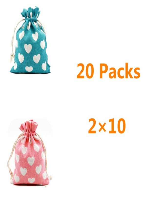Autupy 20 Packs 5.5 x 3.9 Inch Heart Burlap Drawstring Bags Packing Storage Linen Jewelry Pouches Sacks for Valentine's Day Wedding Party Shower Birthday - Image 3
