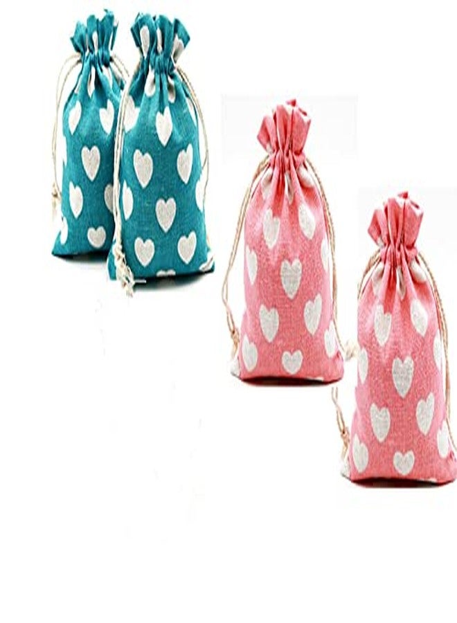 Autupy 20 Packs 5.5 x 3.9 Inch Heart Burlap Drawstring Bags Packing Storage Linen Jewelry Pouches Sacks for Valentine's Day Wedding Party Shower Birthday - Image 1