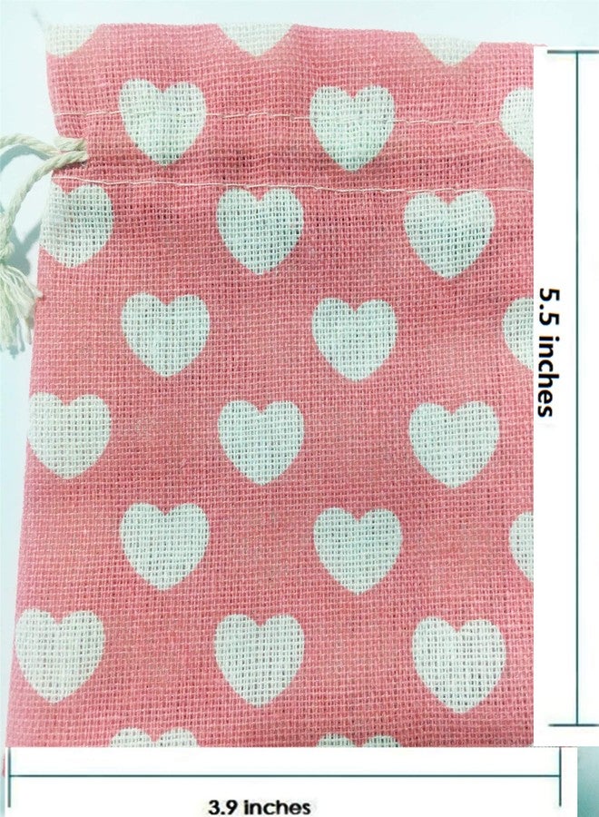 Autupy 20 Packs 5.5 x 3.9 Inch Heart Burlap Drawstring Bags Packing Storage Linen Jewelry Pouches Sacks for Valentine's Day Wedding Party Shower Birthday - Image 2