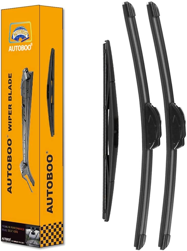 AUTOBOO مساحات زجاج أمامي AUTOBOO بمقاس 26"+16" مع شفرة ماسحات خلفية بحجم 12" بديل لسوبارو كروستريك 2016 2017 وكروس تريك XV إمبريزا 2013-2015 - جودة المصنع الأصلية (حزمة من 3 نسخ) - Image 1