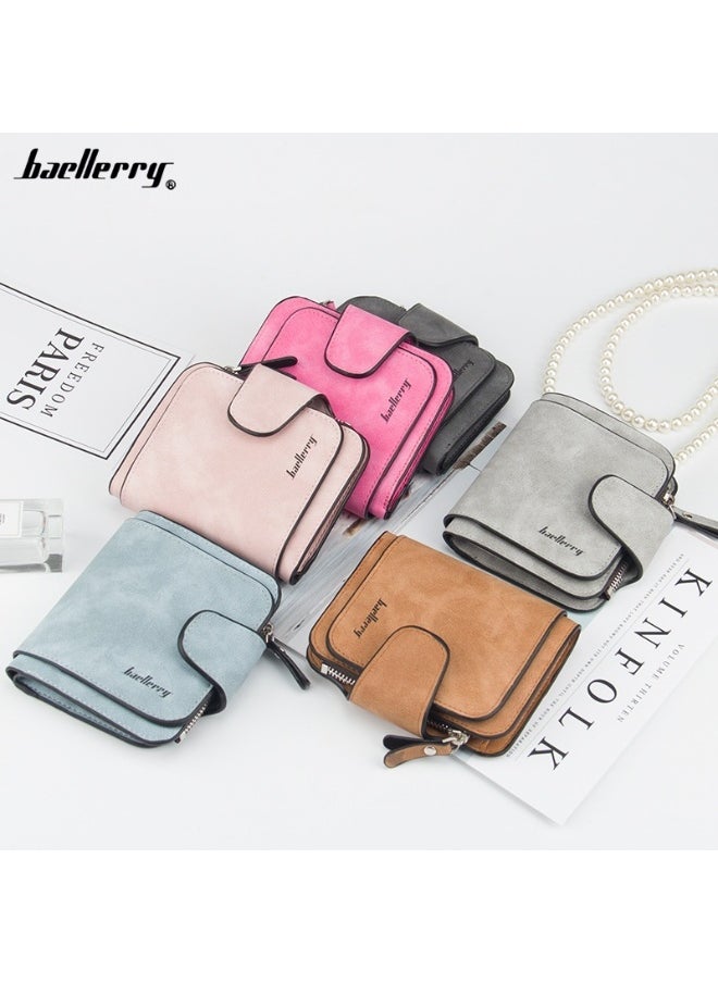 baellerry Korean Women's Wallet ins Buckle Abrasive Leather Coin Purse Small Fresh Student Female Purse  - Image 5