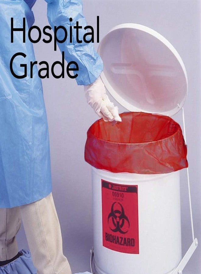 ATMOSPHERE Hygiene Bio waste virgin printed (red) garbage bag (Size 19x21 inch)- 100 pcs (RED) Trash Liner With Hazard Symbol For Infectious Waste Disposal. Best Small Lab Can Liners for Labeling Biohazardous Trash Safely - Image 4