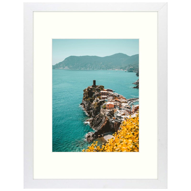 Frametory 12x16 Picture Frame with Mat for 8.5x11 - Composite Wood Frame for Poster Print Diamond Painting Wall Frame - Plexiglass (12x16, White) - Image 1