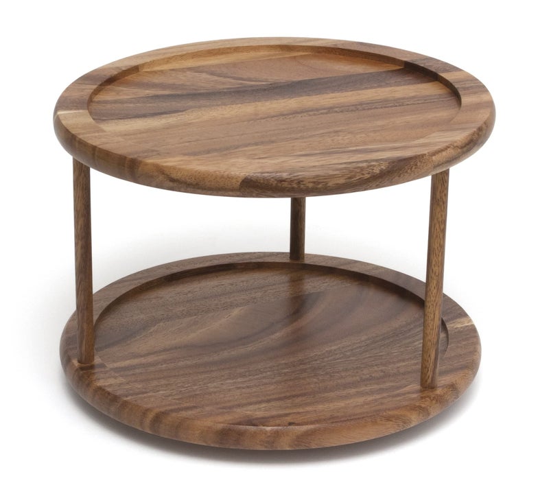 Lipper International 1302 Acacia Wood 2-Tier 10" Kitchen Turntable - Image 1