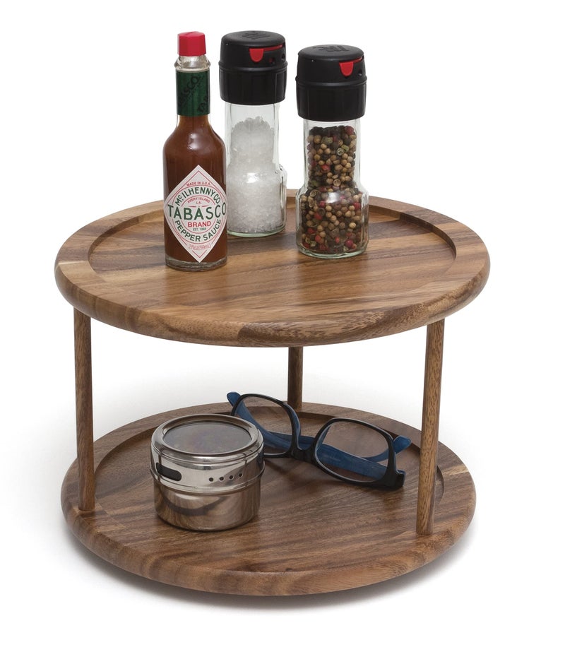 Lipper International 1302 Acacia Wood 2-Tier 10" Kitchen Turntable - Image 2