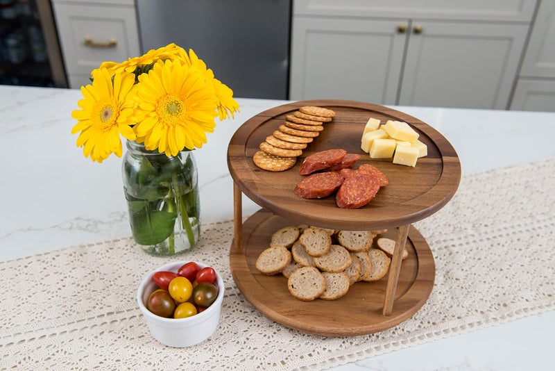 Lipper International 1302 Acacia Wood 2-Tier 10" Kitchen Turntable - Image 5