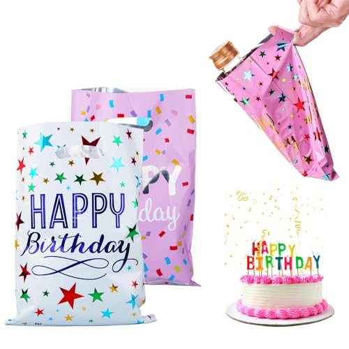 Jubobu Guddy Bags - 20 PCS Small Gift Bags For Boys And Girls - Party Returns - Foil - Medium Size (White & Pink) - Image 1