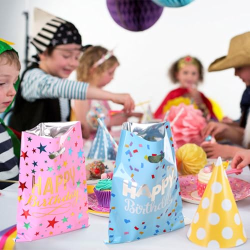 Jubobu Guddy Bags - 20 PCS Small Gift Bags For Boys And Girls - Party Returns - Foil - Medium Size (White & Pink) - Image 4