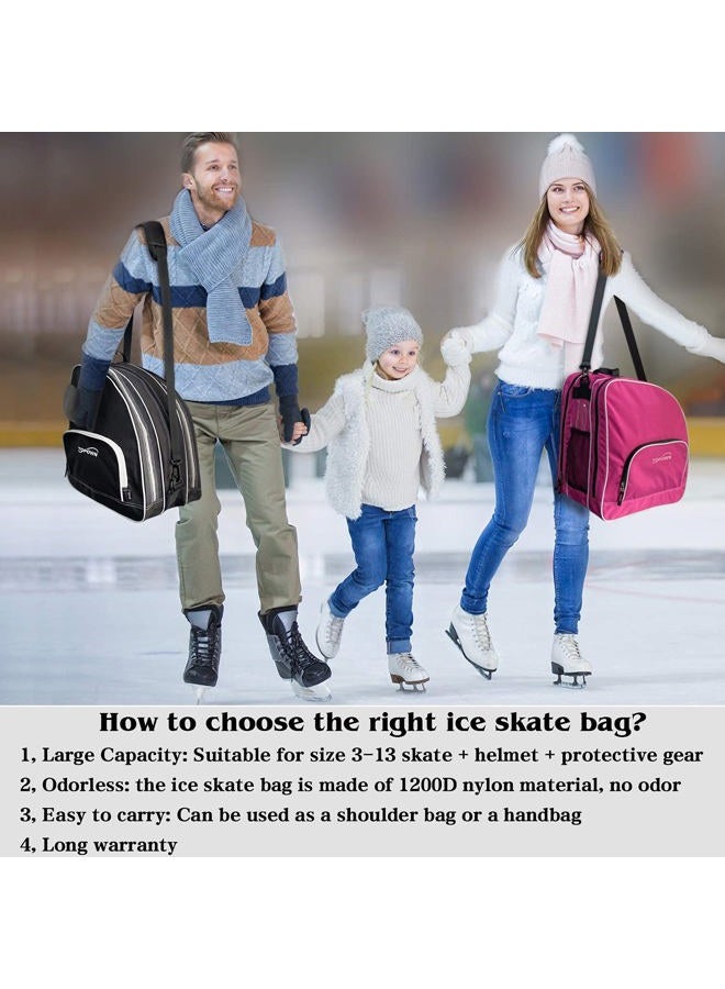 TOPOWN Ice Skate Bag Roller Skates Bag for Men Inline Skate Bag for Women Roller Skate Bag Premium Black Ice Skate Bag Rose Red Rollerblades Bag - Image 3