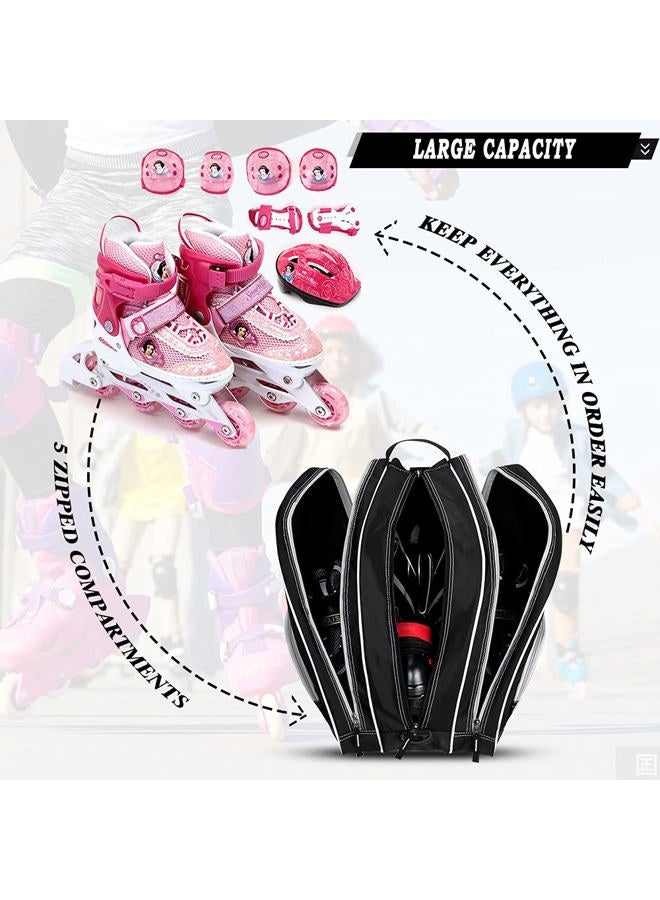 TOPOWN Ice Skate Bag Roller Skates Bag for Men Inline Skate Bag for Women Roller Skate Bag Premium Black Ice Skate Bag Rose Red Rollerblades Bag - Image 4