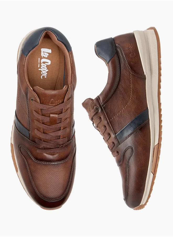 لي كوبر Men's Panelled Lace-Up Sneakers