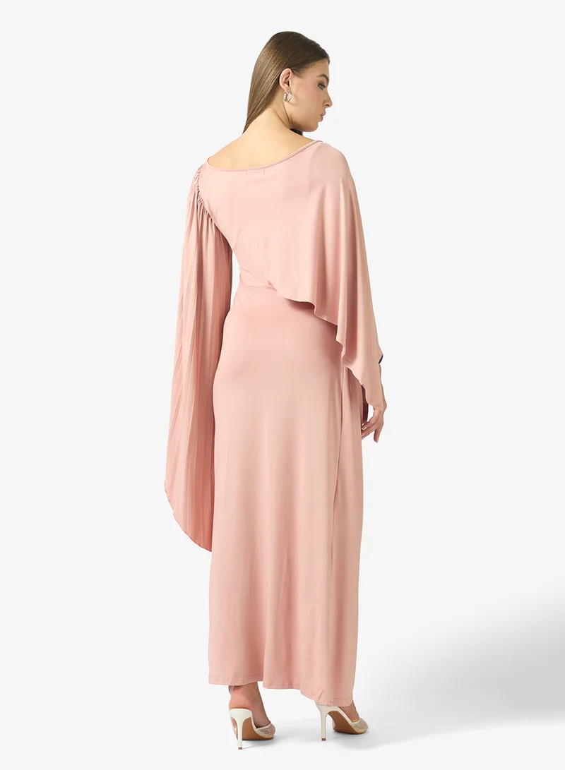 جينجر بوتيك Draped Bodycon Dress with Cape Sleeves