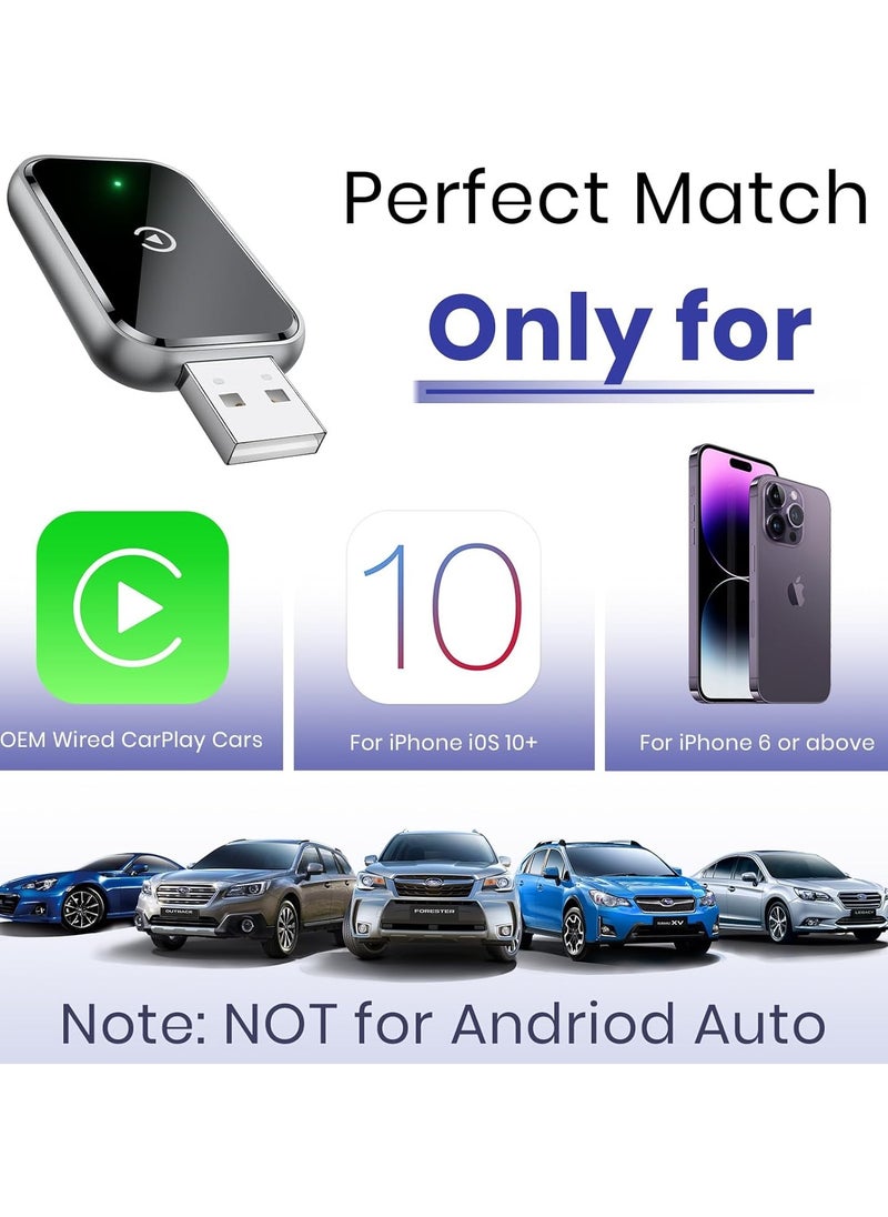 Generic - Wireless CarPlay Adapter for iPhone, Convert Wired to Wireless Apple CarPlay Adapter, Mini Size with Extension Cable USB & USB-C/Type-C, Stable Control & No Delay, Black - Image 1