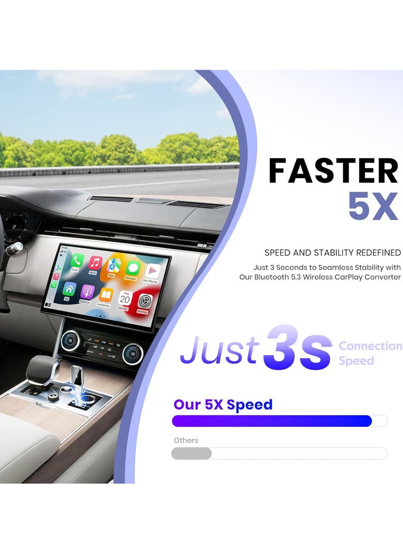 Generic - Wireless CarPlay Adapter for iPhone, Convert Wired to Wireless Apple CarPlay Adapter, Mini Size with Extension Cable USB & USB-C/Type-C, Stable Control & No Delay, Black - Image 1