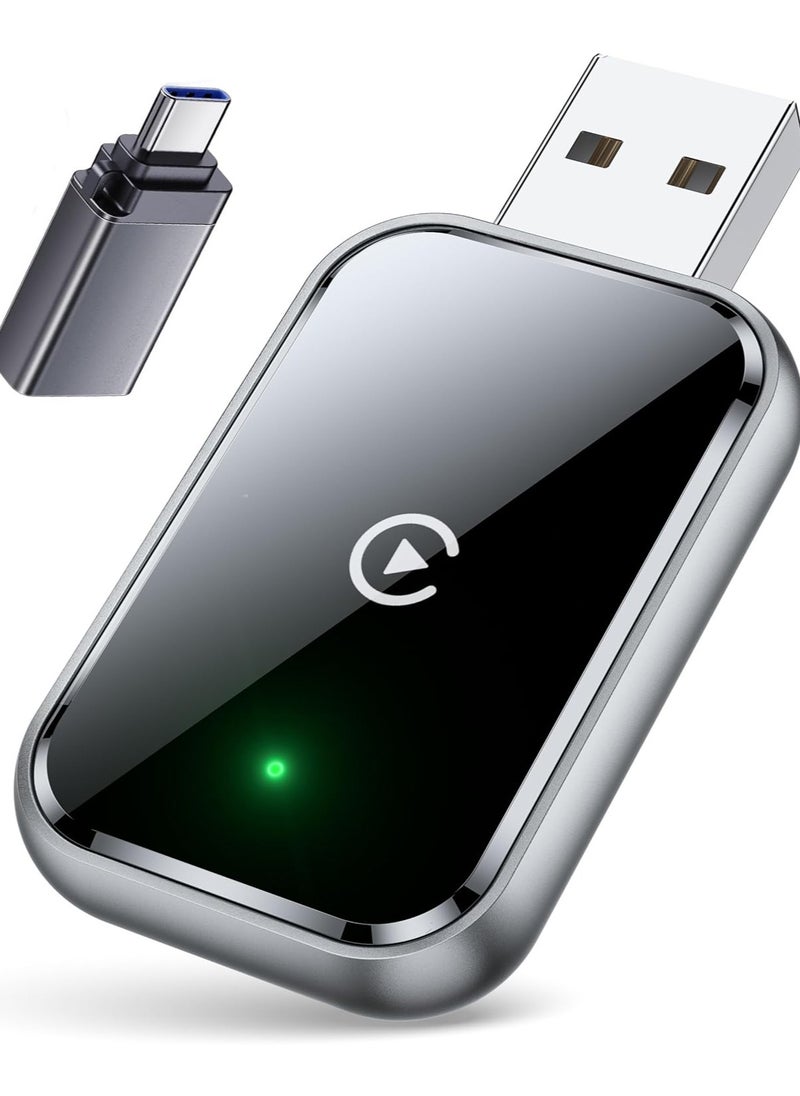Generic - Wireless CarPlay Adapter for iPhone, Convert Wired to Wireless Apple CarPlay Adapter, Mini Size with Extension Cable USB & USB-C/Type-C, Stable Control & No Delay, Black - Image 1