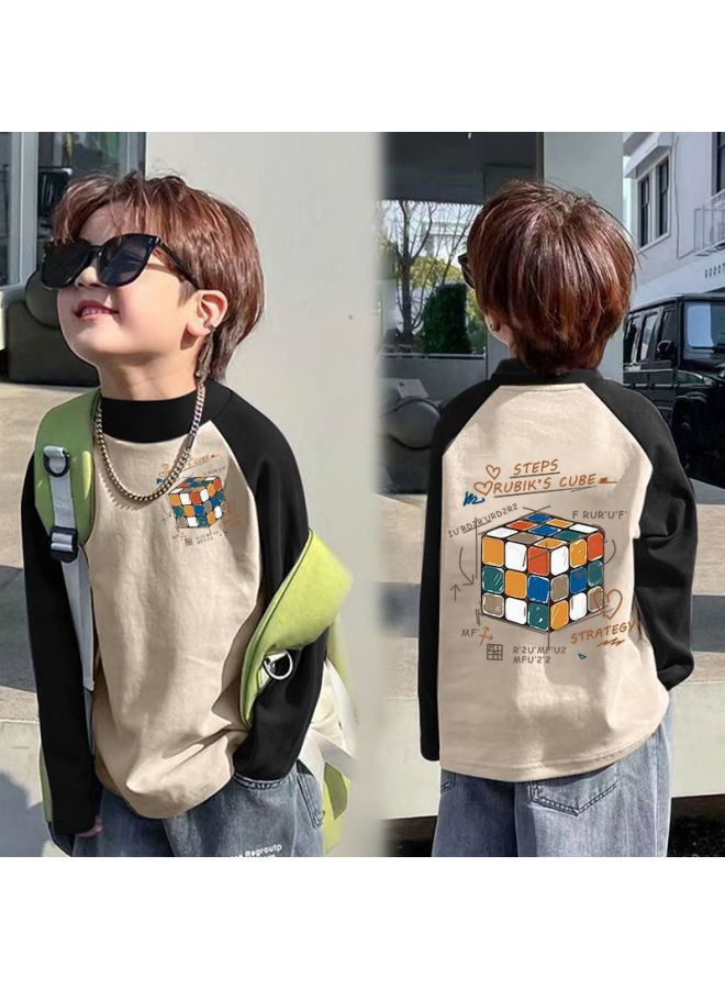 Boys' Thermal Base Layer Shirt, New Autumn And Winter Children's Half-high Collar Long-sleeve T-shirt For Older Boys - Image 3