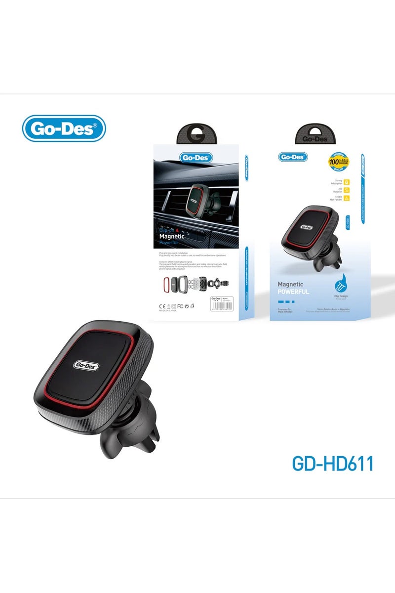 GO-DES Magnetic Air Vent Phone Holder 360° Rotatable Car Mount with Strong Grip for All Smartphones - Image 1