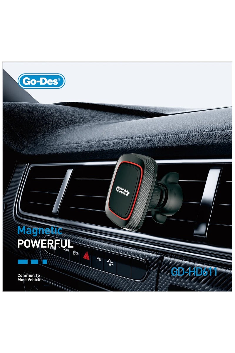 GO-DES Magnetic Air Vent Phone Holder 360° Rotatable Car Mount with Strong Grip for All Smartphones - Image 5