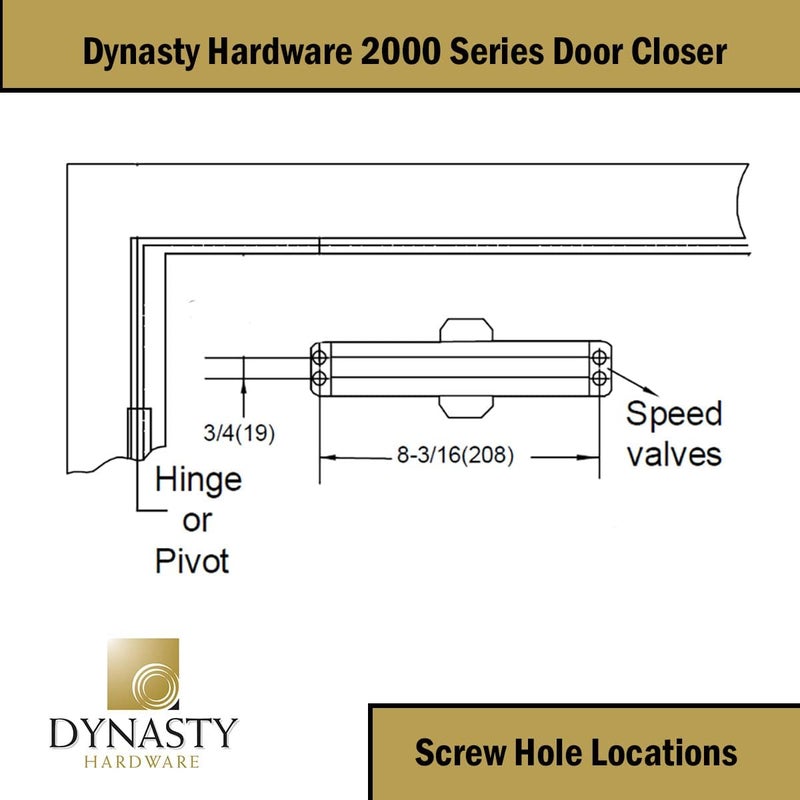 Dynasty Hardware Door Closer, Commercial Hydraulic Closer, Self-Closing, Spring Size 2, Surface Mount, Sprayed Duronotic Bronze, Series 2000 - Image 3