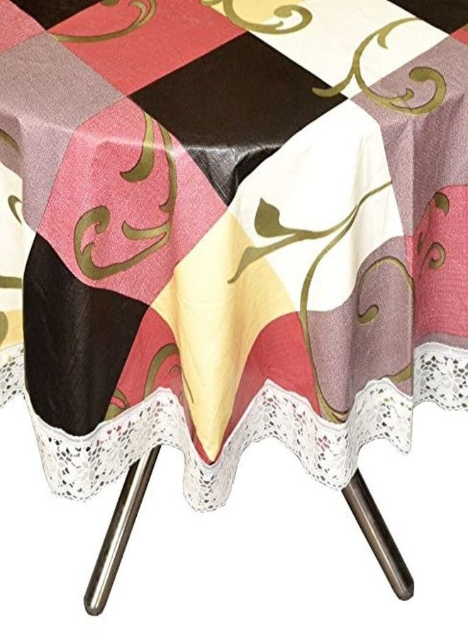 MANUFACTORY غطاء طاولة طعام ومركز من مادة PVC، متعدد الألوان، مطبوع عليه زهور، مع دانتيل أبيض - مقاوم للماء والغبار، غطاء طاولة دائري (40 بوصة) - Image 2