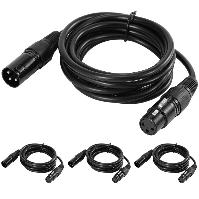 ammoon 2M/6.6ft XLR Cable DMX Stage Light Cable 3-Pin XLR Male to Female Plug Black PVC Jack for Moving Head Light Spotlight Par Light Microphone Mixer, 4-Pack - Image 1