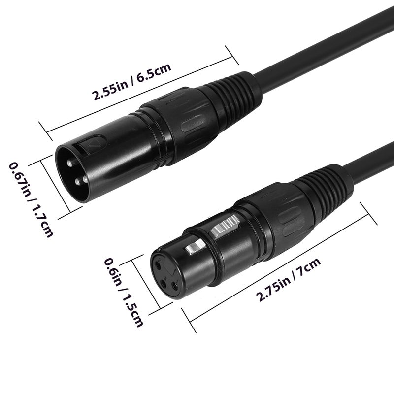 ammoon 2M/6.6ft XLR Cable DMX Stage Light Cable 3-Pin XLR Male to Female Plug Black PVC Jack for Moving Head Light Spotlight Par Light Microphone Mixer, 4-Pack - Image 5