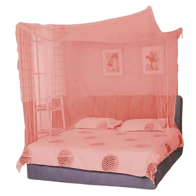 Divayanshi Foldable Polycotton Mosquito Net (Machhardani) for Triple Bed (10x6.5 ft, Peach) | Large, Breathable & Lightweight | Easy Setup, Foldable & Portable | Full Protection for Home & Travel - Image 4