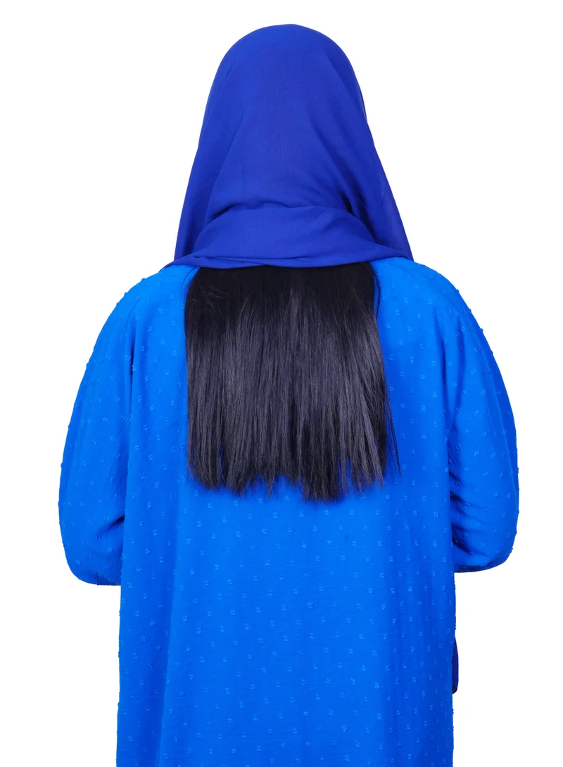 FASHION LINE Abaya Open Chicks Dot Design Cloth V-Open Neck with Blue
