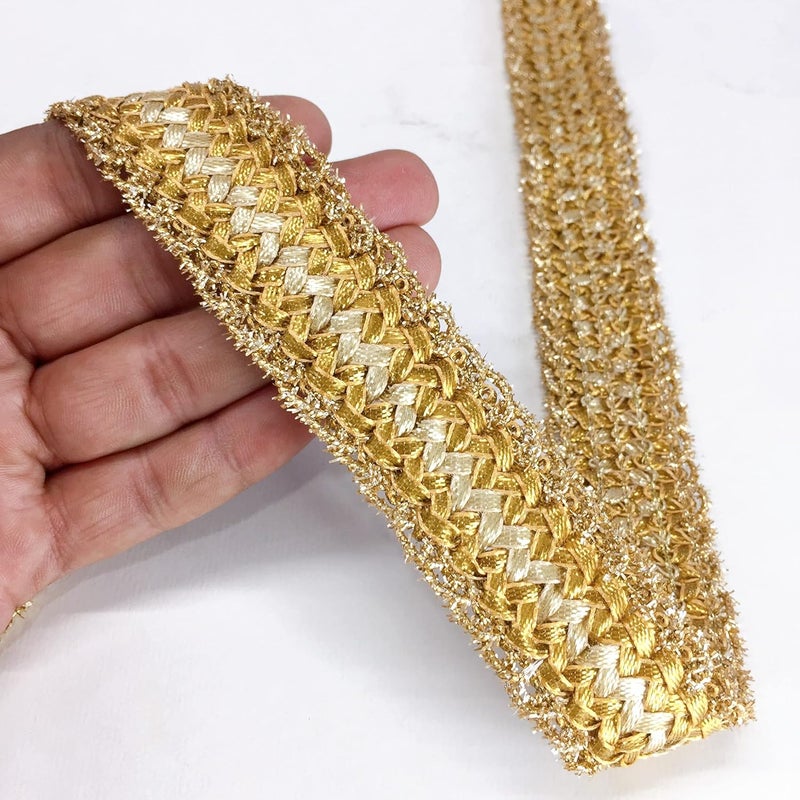 Lami 9 Meter Shimmer Silver Color Zari Crochet Crotia Knitted Tape, Decorative Festival Packaging, Lace Trimmings, Ribbon, Anarkali, Saree, Indian Trimmings, Ribbons for Decoration - Image 5