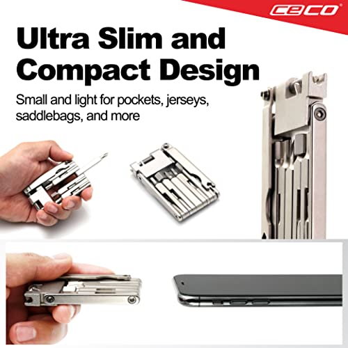 CECO-USA 13 Function Bike Tool with Chain Breaker – Bicycle Multi Tool – Ultra Slim, Compact Pocket Sized, Lightweight – High Strength CR-V 6150 Tool Steel – Easy To Carry - Image 2