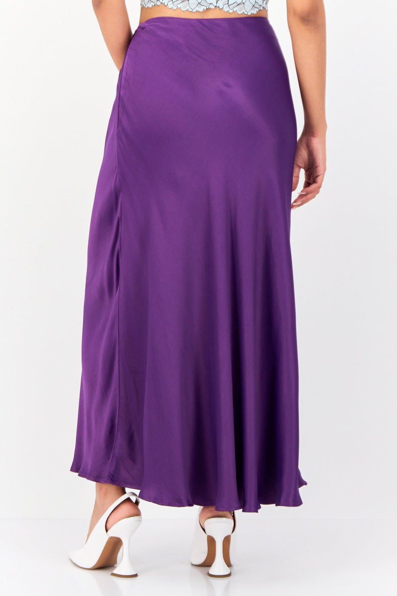 Another Sunday Women Solid Midi Skirt, Purple - Image 3