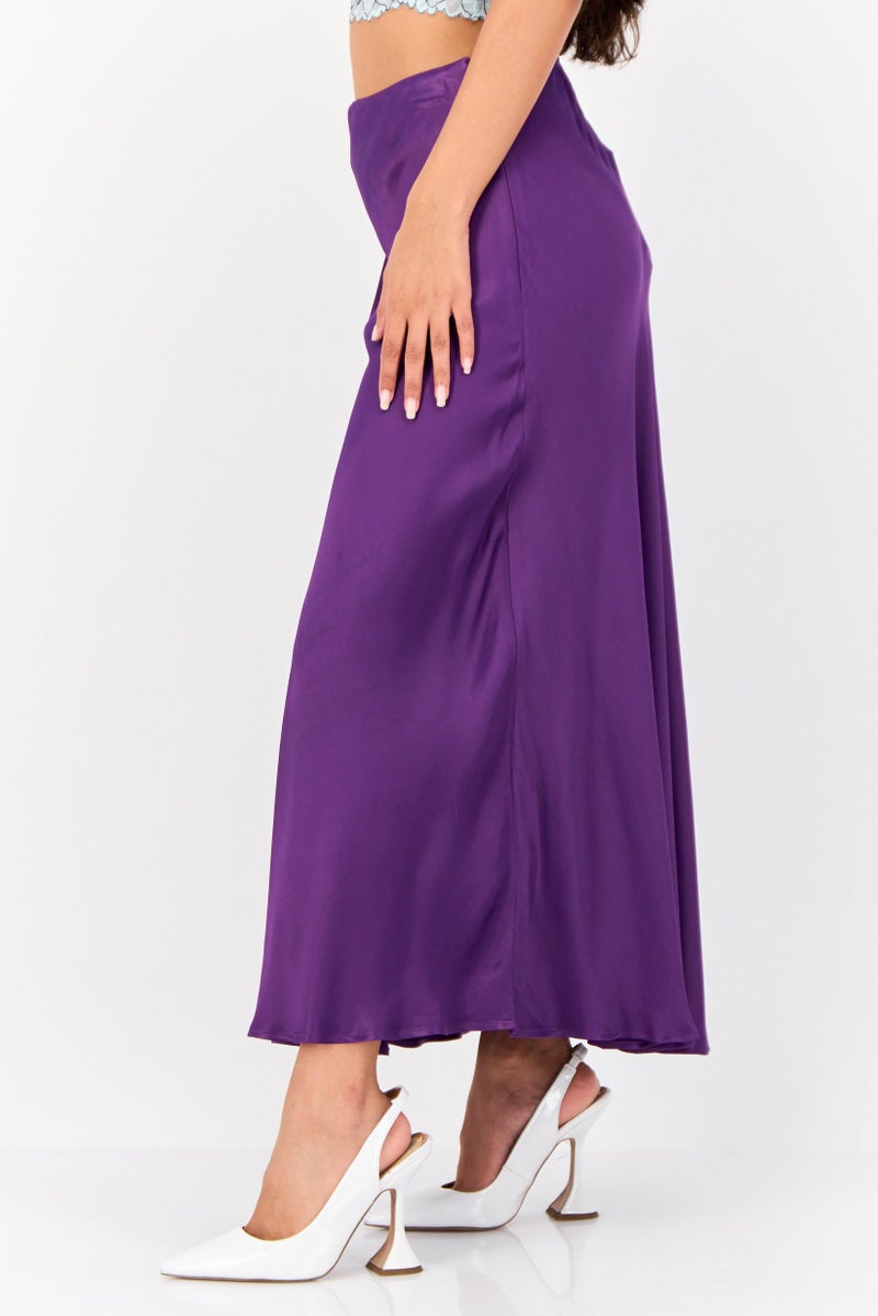 Another Sunday Women Solid Midi Skirt, Purple - Image 2