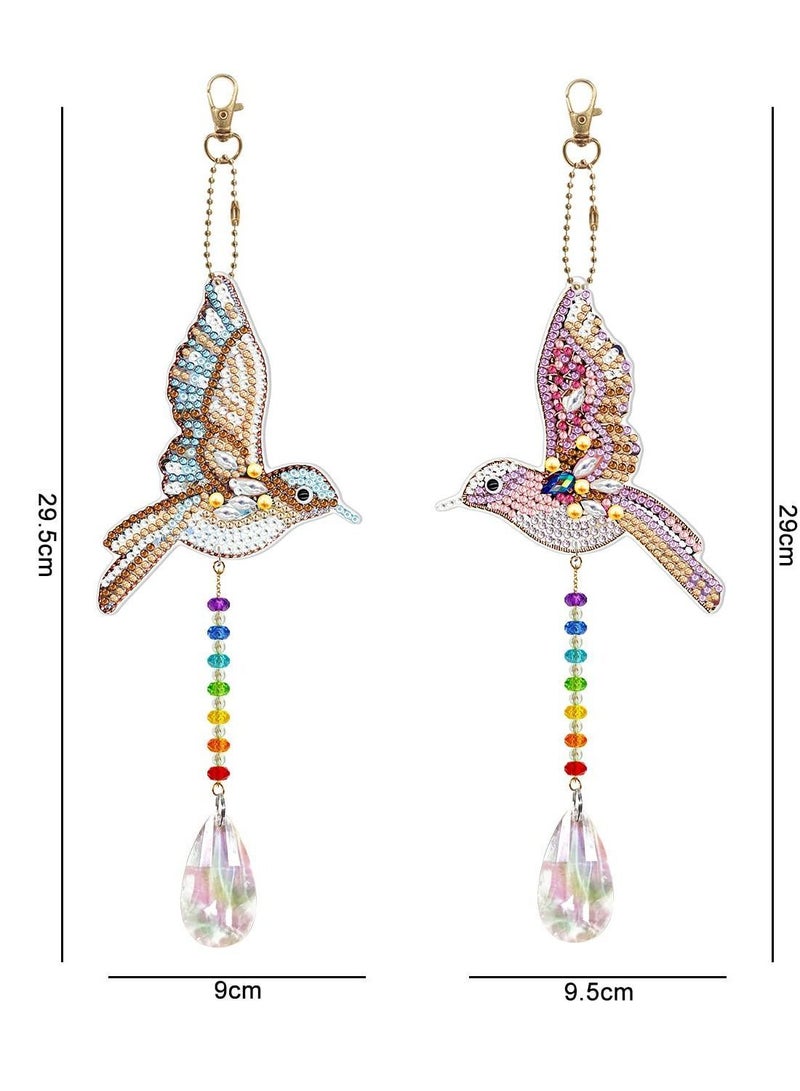 Y&D 2pcs Crystal Hummingbird Diamond Painting Kit Sun Light Catching Window Decor DIY Special Shaped Art Wind Chimes Jewelry Hanging Mosaic Rhinestone Pendant - Image 2