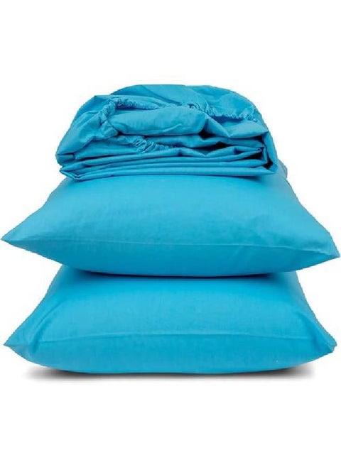 طقم ملاية سادة كتان مقاس 120*200 سم 3 ق (تركواز)