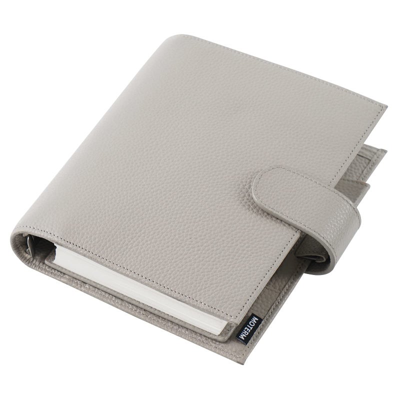 Moterm Personal-Wide Luxe Rings Planner - Genuine Leather Binder Organizer (Pebbled-Gray, 30mm Ring) - Image 1