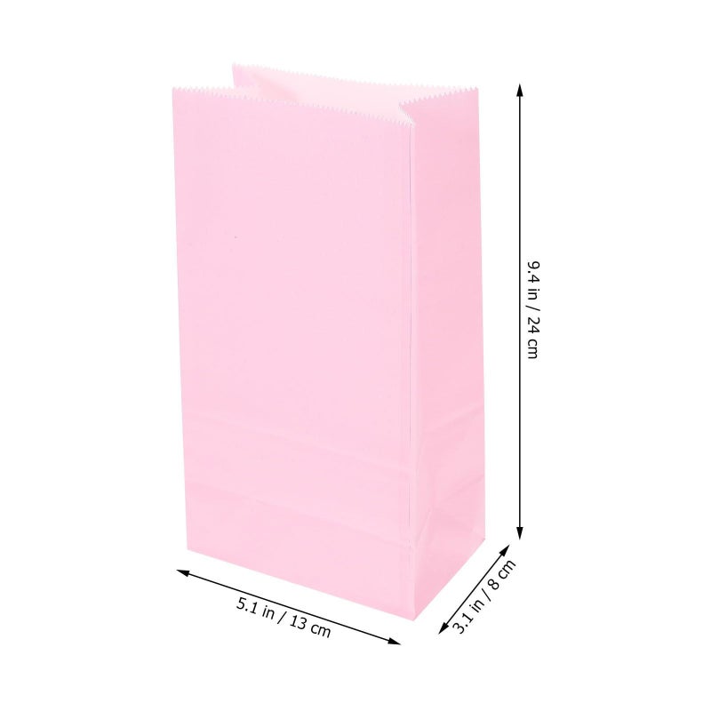 Pink Kraft Paper Bags 20 Pack Flat Bottom Candy Party Favors - Image 3
