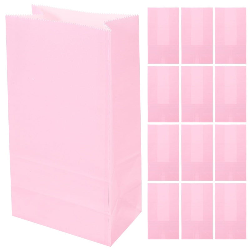Pink Kraft Paper Bags 20 Pack Flat Bottom Candy Party Favors - Image 2