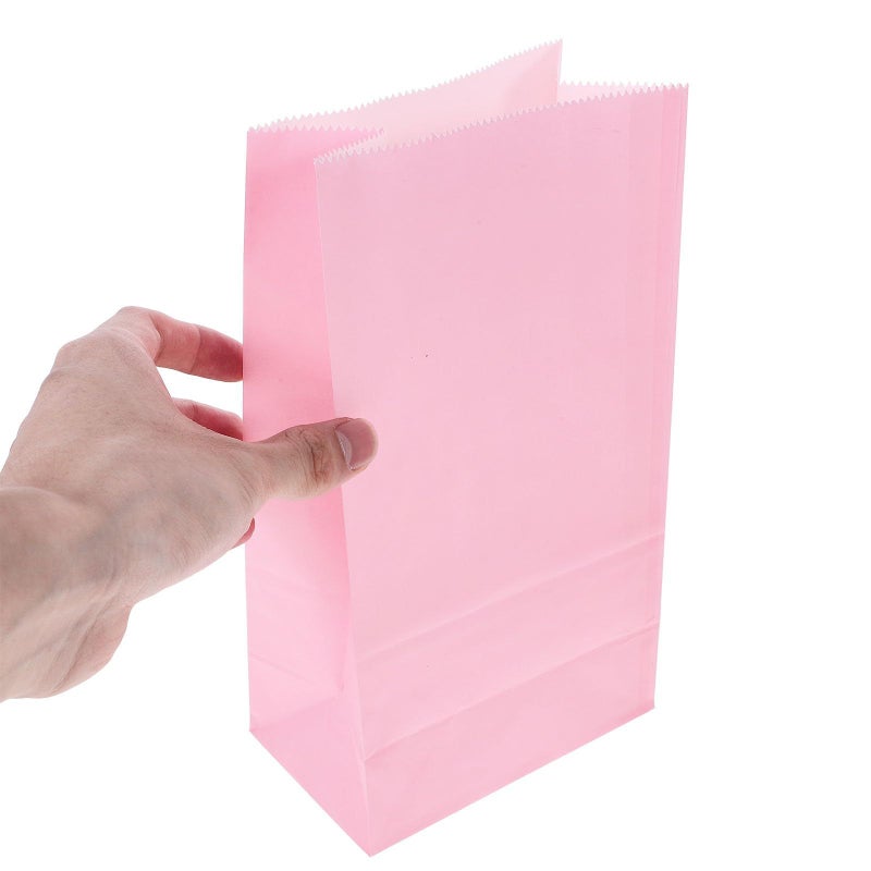 Pink Kraft Paper Bags 20 Pack Flat Bottom Candy Party Favors - Image 5