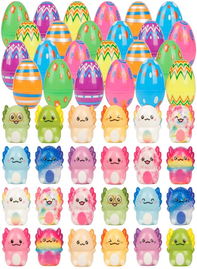 ONEVIVE 24 Pack Squishy Toys Prefilled in Easter Eggs for Kids - Axolotl Stress Relief Fidget Toys, Easter Basket Stuffers & Egg Hunt Party Favors - Image 1