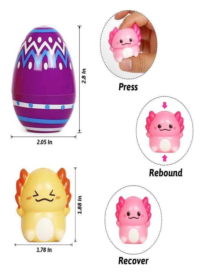 ONEVIVE 24 Pack Squishy Toys Prefilled in Easter Eggs for Kids - Axolotl Stress Relief Fidget Toys, Easter Basket Stuffers & Egg Hunt Party Favors - Image 2