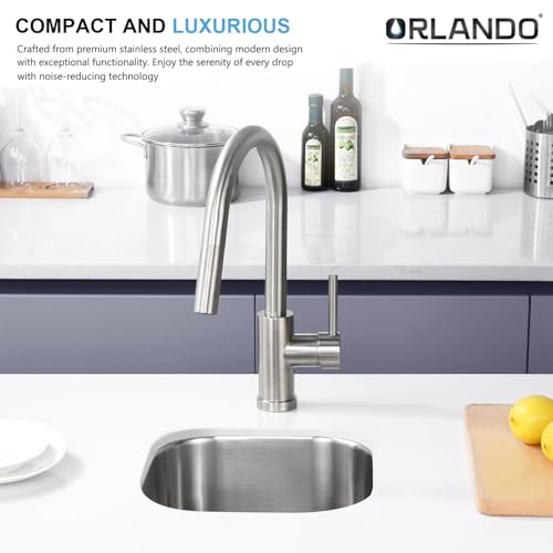 Orlando حوض بار تحت السطح 15'' × 13''، حوض مطبخ صغير من الفولاذ المقاوم للصدأ ORLANDO بعمق 18 قياس مع مصفاة سلة - Image 3