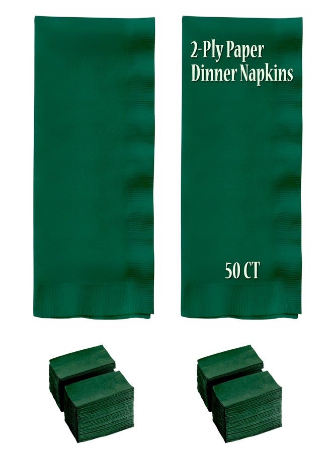Perfectware- 2 Ply Dinner Napkin Green - 50 CT Green 2 Ply "15 x 17" Paper Dinner Napkins - Pack of 50 CT. Ideal For Party. - Image 1