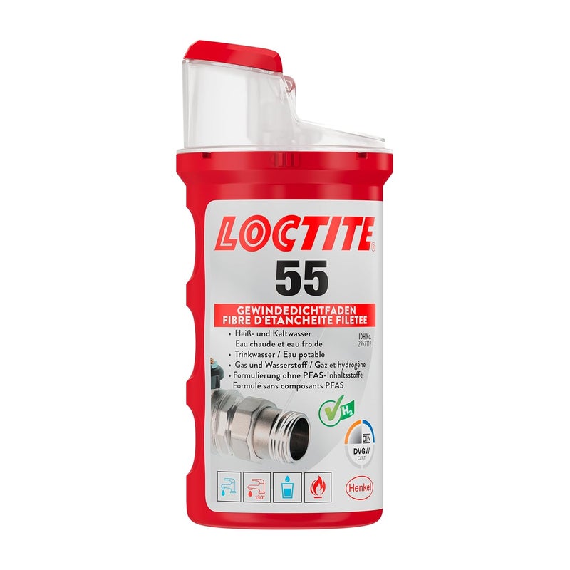 Loctite 55, sealing thread for quick seal, threaded gasket for pipe threads and fittings, for metal and plastic threads, 1 x 160 m - Image 1