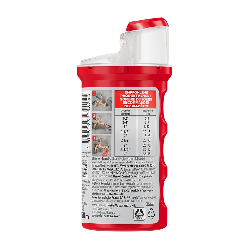 Loctite 55, sealing thread for quick seal, threaded gasket for pipe threads and fittings, for metal and plastic threads, 1 x 160 m - Image 4