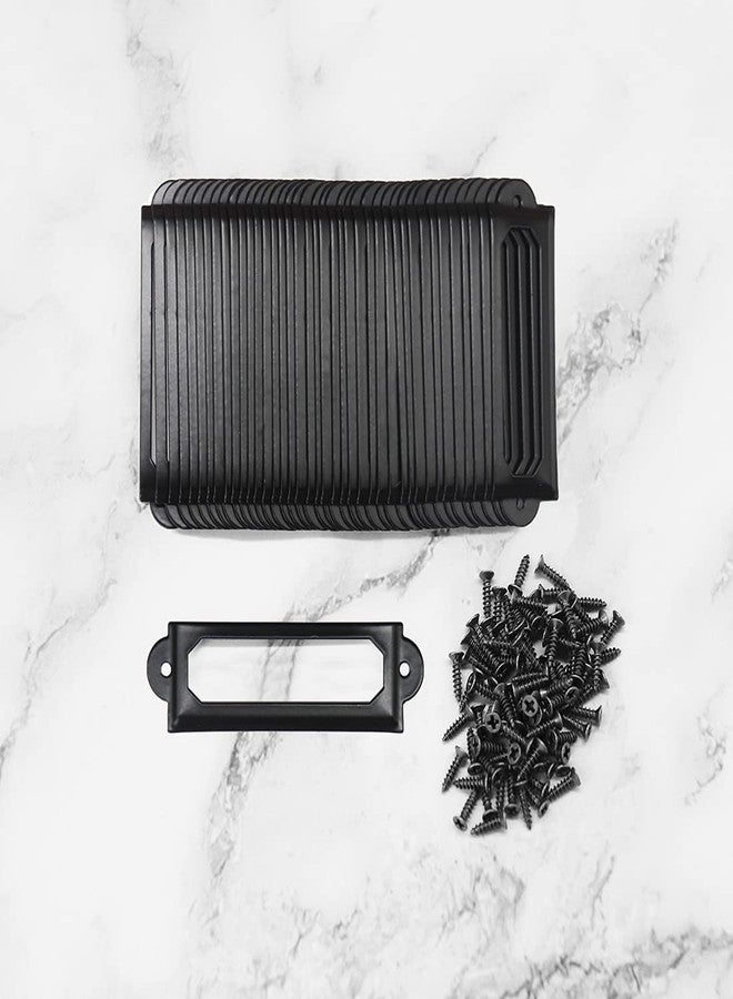 Adiyer 40pcs Black Metal Label Holders Office Library File Drawer Cabinet Card Tag Label Holder Metal Frame 60mm x 17mm - Image 3