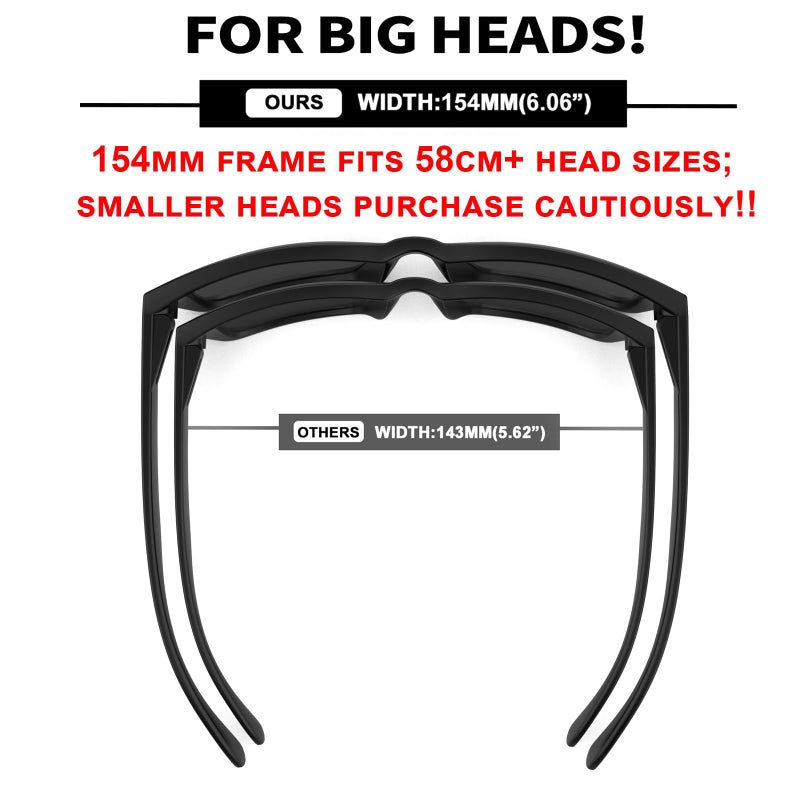 MAXJULI XXL Size Double Extra Large Z87 Sunglasses for Big Wide Heads Men TR90 Ultralight UV400 Protection Glasses 8228 (Matte Black Frame/Cat.3 Grey Lens Polarized) - Image 3